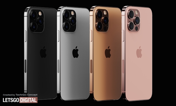iPhone 13 Pro最新渲染图曝光：小刘海、新增日落金/玫瑰金配色