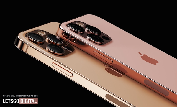 iPhone 13 Pro最新渲染图曝光：小刘海、新增日落金/玫瑰金配色