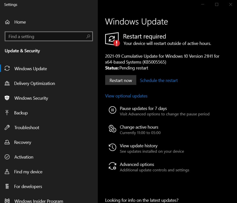 KB5005565 update