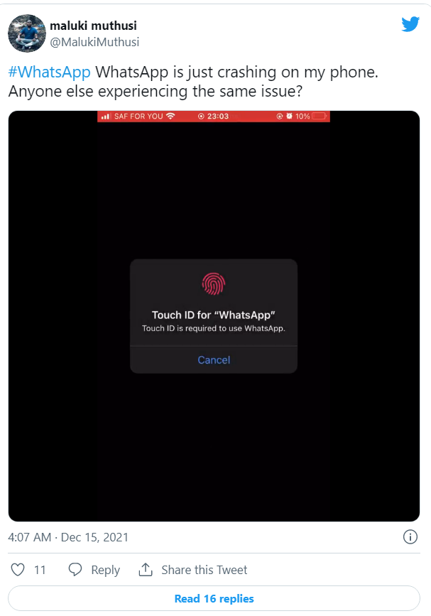 WhatsApp 崩溃