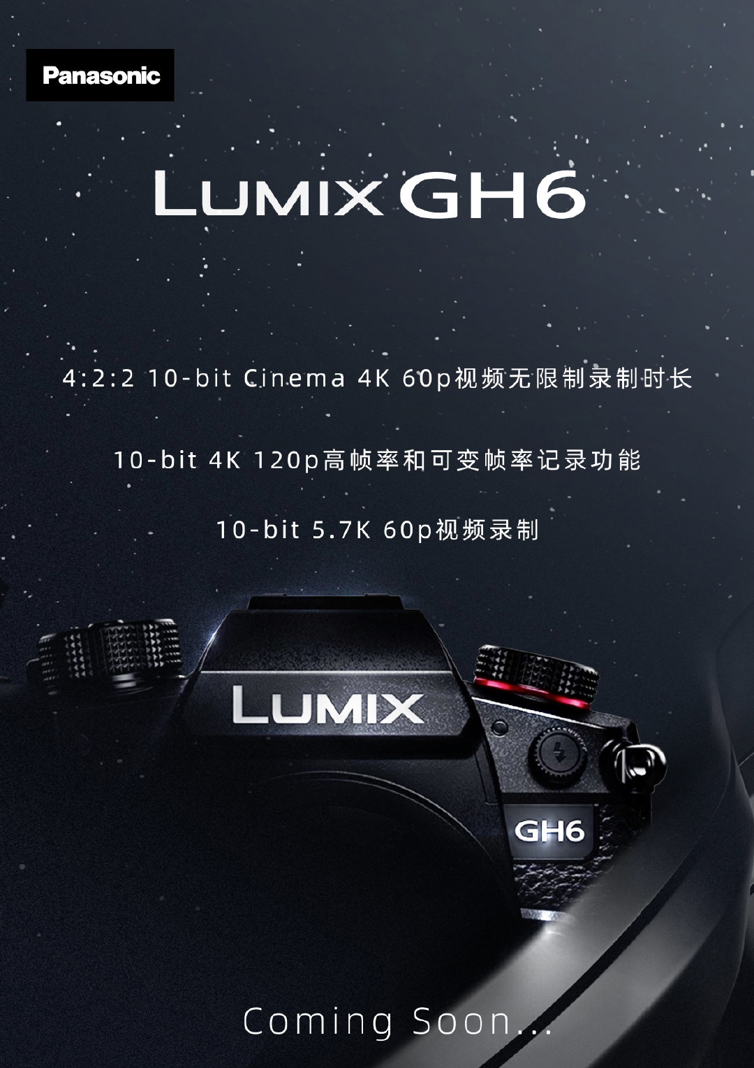 海报，展现了 GH6 的参数