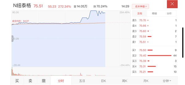 新能源汽车概念股 N纽泰格上市首日大涨295% 触发二次临停