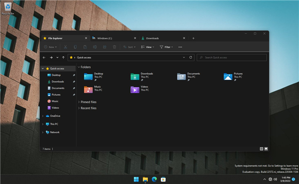 微软新版Win11 dev 22572发布：资源管理器终于支持多标签页了！