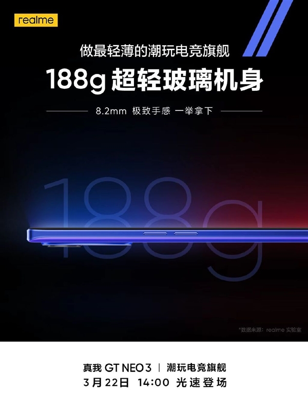 史上最轻薄的天玑8100手机!realme GT Neo3不到190g
