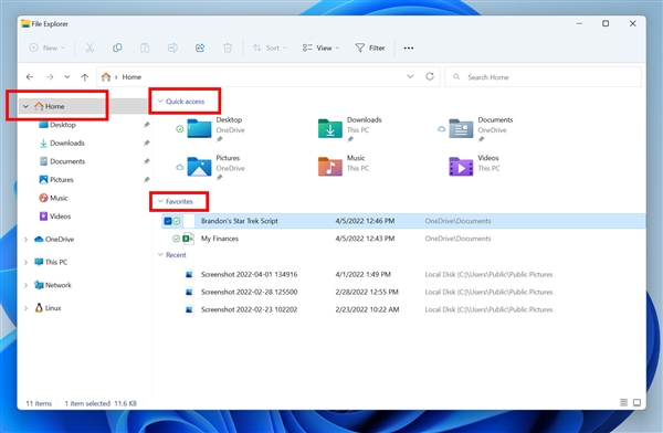 Win11新版22593发布：“我的电脑”首页变样了
