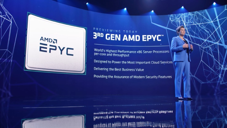 AMD 演示第三代 EPYC 米兰处理器： 32 核 64 线程，比至强金牌快 68%