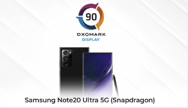 三星 Galaxy Note20 Ultra 5G（骁龙版）DXOMARK 屏幕评分 90 分：排名第一