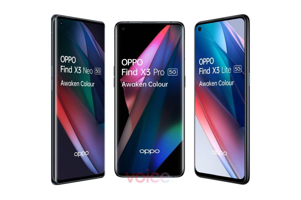 OPPO Find X3 Pro/X3 Lite/X3 Neo 正面渲染图曝光：前者搭载曲面屏、骁龙 888