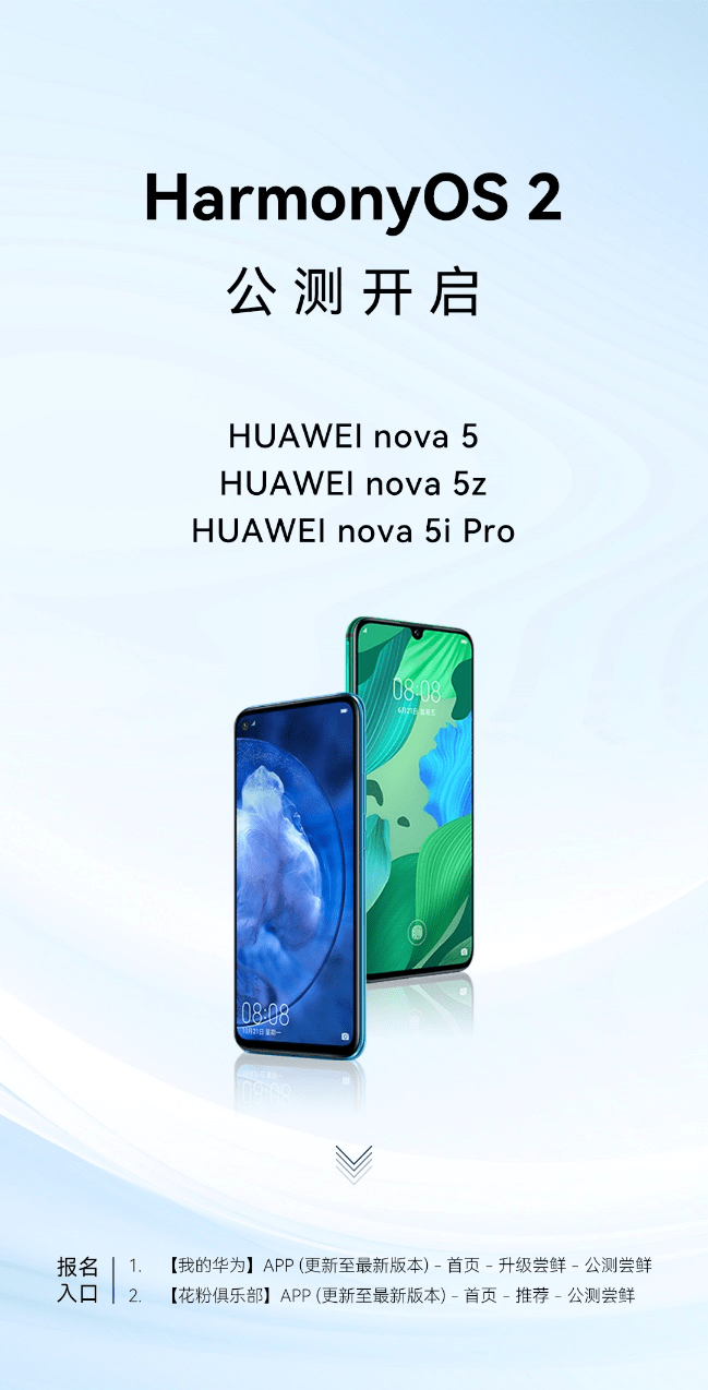 华为nova5、nova5z、nova5i Pro启动HarmonyOS 2不限量公测