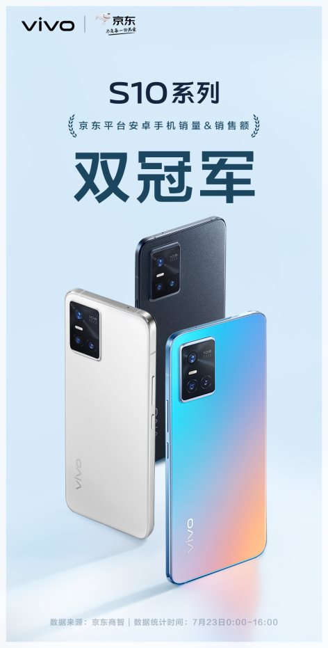 vivo S10系列开售斩获京东平台安卓手机销量销售额双冠军 超强配置引爆市场